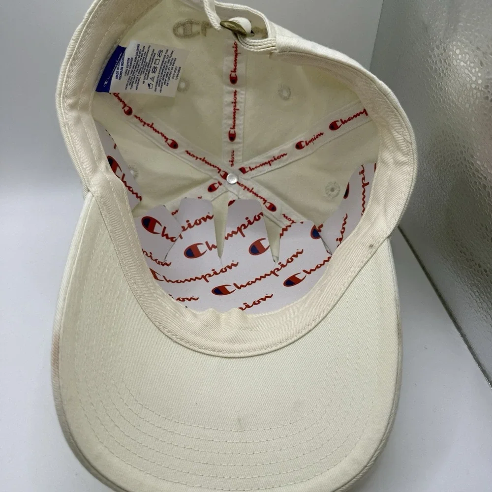 Champion Ivory Dad Hat Script Logo Adjustable Strap OS Cotton Cap 3HXFD1-280 NEW